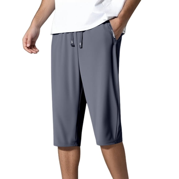 Men's Ice Silk 3/4 Pants - Lightweight Loose Fit for Summer - Casual Sports Shorts - Plus Size Options - Polyester - S-XXXXXL Sizes
