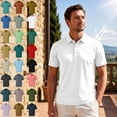 thumbnail image 1 of Men's Ice Silk Athletic Polo Shirt Moisture Wicking 4-Way Stretch Breathable Short Sleeve Summer Golf Tee Dark Blue XL, 1 of 6