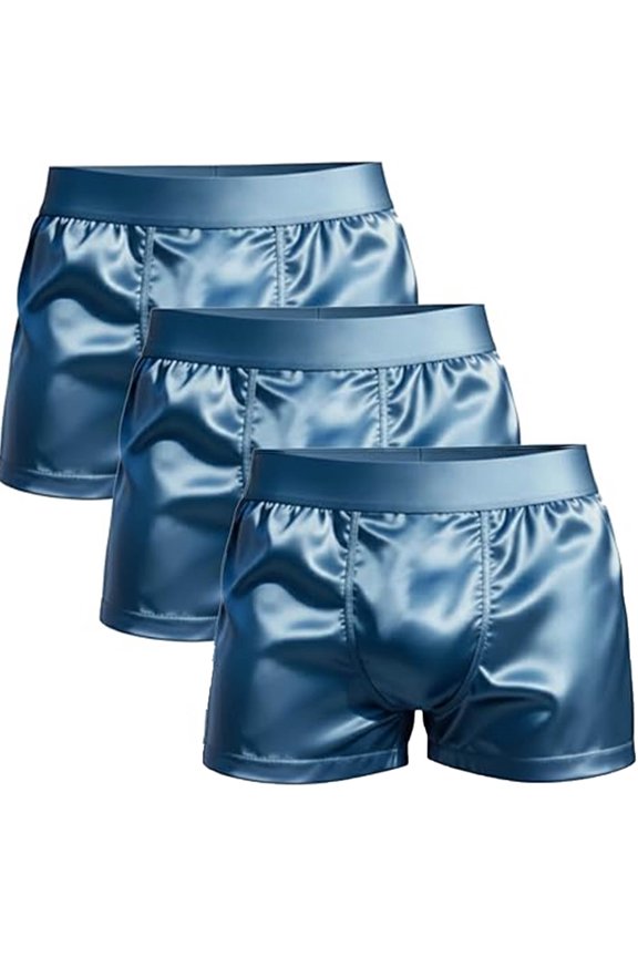 Men's Ice Silk Boxer Briefs - 3-Pack Mulberry Silk Crotch Trunks with Moisture-Wicking & Breathable Fabric