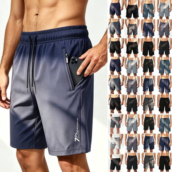 Men's Ice Silk Breathable Straight Leg Shorts, Adjustable Drawstring Elastic Waist Loose Fit Lightweight Polyester Summer Outdoor Casual | TruHer,Black L