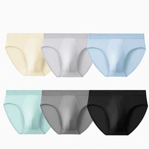 Men's Ice Silk Briefs, Breathable Stretch U-Pouch Low Rise Solid Color Men Triangle Underwear