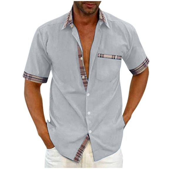 Men's Ice Silk Business Shirt Anti-Wrinkle Quick-Drying Solid Tee Short Sleeve Lightweight Casual Work Tops