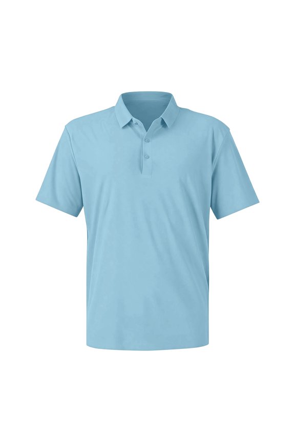 Men's Ice Silk Collar Short Sleeve Shirts Quick Dry Breathable Button Down Sun Protection Tops for Summer Outdoor Sports Vacation Daily Travel Light Blue S