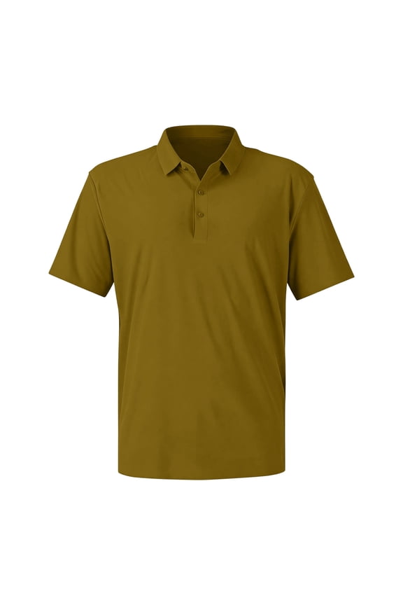 Men's Ice Silk Collar Short Sleeve Shirts Quick Dry Breathable Button Down Sun Protection Tops for Summer Outdoor Sports Vacation Daily Travel Olive Green L