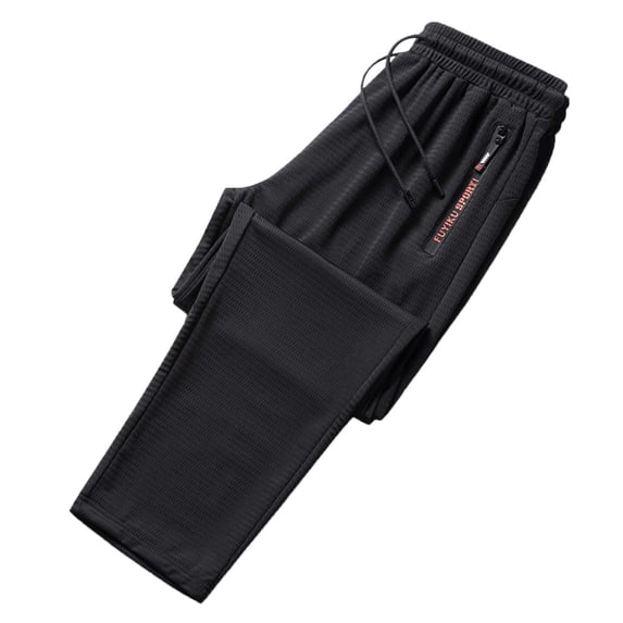 Men's Ice Silk Elastic Waist Pants Drawstring Straight Leg Joggers - Polyester (XXXXL-XXXXXXXXL)