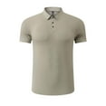 thumbnail image 1 of Men's Ice Silk Feel Polo Shirts Short Sleeve Seamless Draping Casual Solid Color T-Shirts Summer Tops Khaki XXXL, 1 of 3