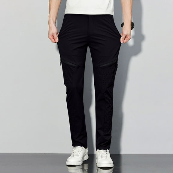 Men’s Ice Silk Jogger Pants, Breathable Elastic Waist Drawstring Casual Sweatpants, Lightweight Loose Fit Sports Pants for Summer, Gym, Travel, Outdoor and Daily