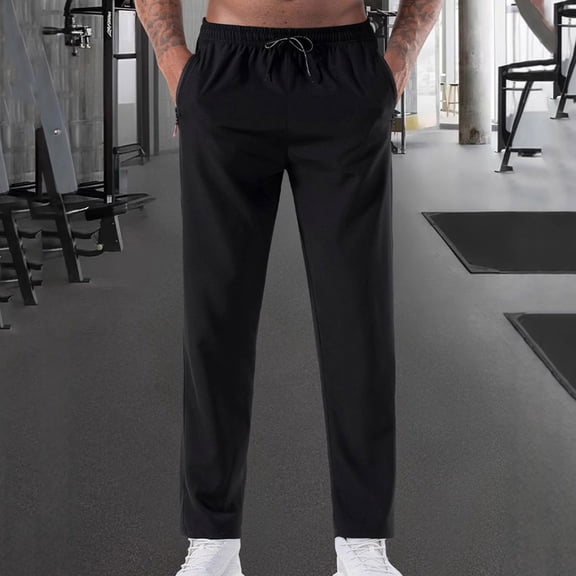 Men’s Ice Silk Jogger Pants, Breathable Elastic Waist Drawstring Casual Sweatpants, Lightweight Loose Fit Sports Pants for Summer, Gym, Travel, Outdoor and Daily