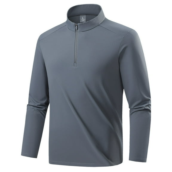 Men’s Ice Silk Long-Sleeve Quick-Dry T-Shirt – Sun Protection Stand Collar Outdoor Running, Cycling & Hiking Tee