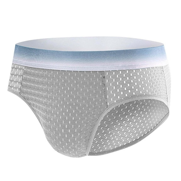 Men's Ice Silk Mesh Breathable Underwear Low Waist Fitting Panties Solid Color Sexy Triangle Brief