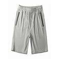 thumbnail image 1 of Men's Ice Silk Quick Dry Shorts Drawstring Elastic Waist Solid Shorts with Zipped Pockets for Outdoor Gray 3XL, 1 of 2