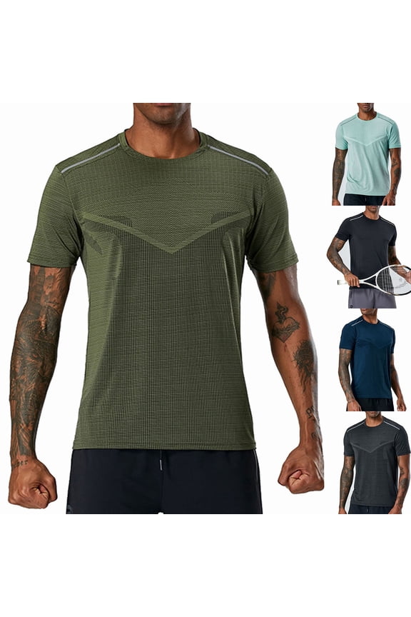 Men's Ice Silk Quick Dry T-Shirt Performance Tee Crewneck Short Sleeve Loose Fit Breathable Cooling Moisture Wicking Summer Gym Workout Running Training Casual Essential | JASKFLY,Blue XL