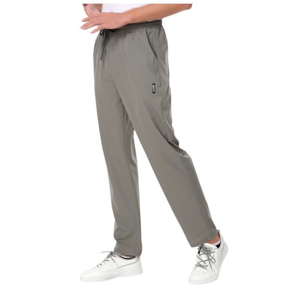 Men's Ice Silk Quick-Drying Sweatpants - Drawstring Elastic Waist, Cotton, High Stretch, Spring Outdoor Sports