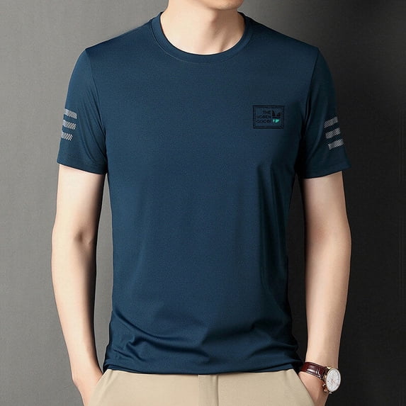 Men's Ice Silk Round Neck Casual Printing Short Sleeve T-shirt