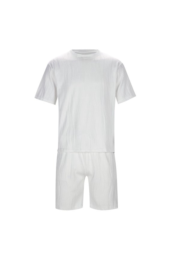 Men's Ice Silk Sports And Leisure Suit Summer Thin Loose Short Sleeve T Shirt Shorts A Set