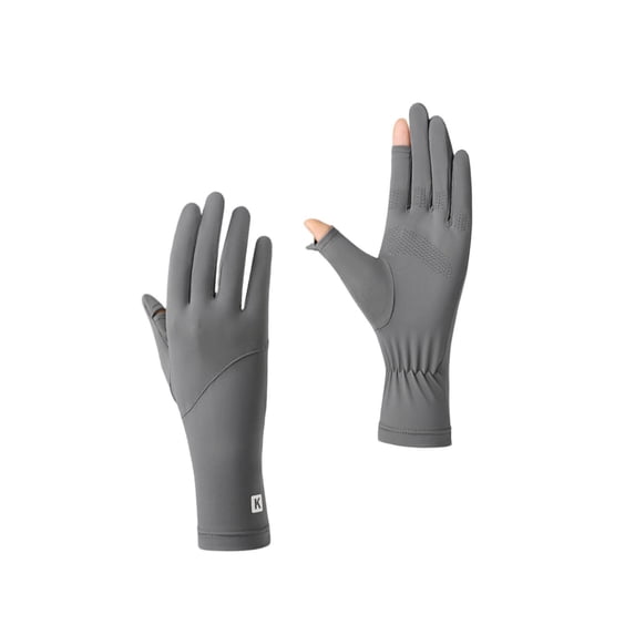 Men's Ice Silk Sun Protection Gloves With Non-Slip Palm For Delivery Riding And Fishing Featuring UV Blocking And Breathable Material Suitable For Summer Outdoor Activities(Gray)