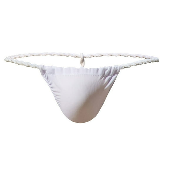 Men's Ice Silk Thong Underwear Low Rise Slim Fit Bikini Briefs Soft Breathable T Back G String Comfortable Sexy Minimalist Underpants