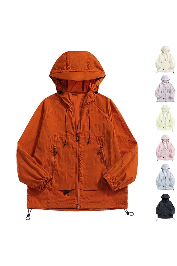 Men's Ice Silk UPF 50+ Sun Protection Jacket Hooded Cooling Breathable Outdoor Lightweight Shell Top Full-Zip Solid Color Summer Commuting Hiking Fishing Travel Sunblock Shirt