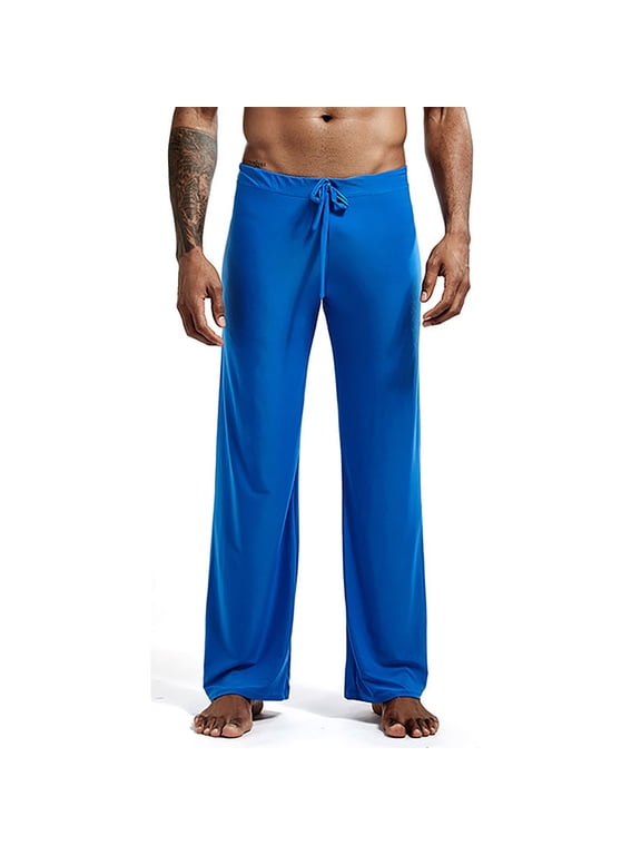 Men's Ice Silk Yoga Pants - Straight Leg, Drawstring Waist - Breathable Quick-Dry Fabric - S-XXL Sizes for Home/Exercise