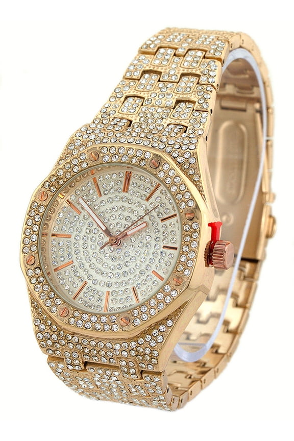 Men's Ice out Rose tone clubbing watch