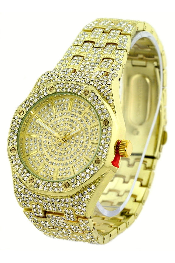 Men's Ice out gold tone clubbing watch