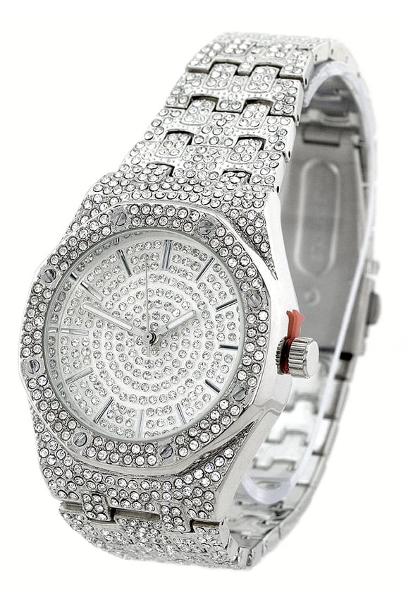 Men's Ice out silver tone clubbing watch