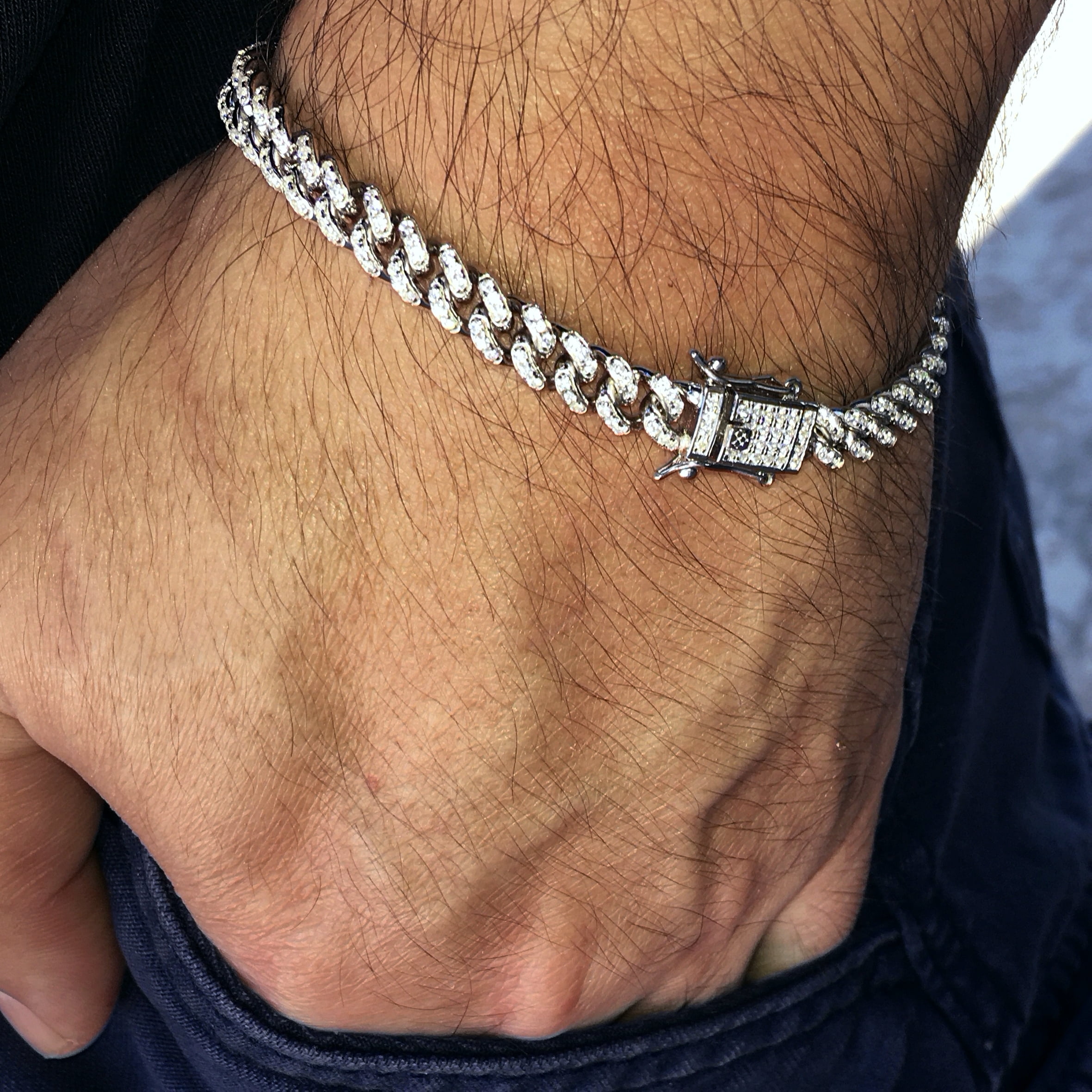Men's Iced Miami Cuban Bracelet Solid 925 Sterling Silver CZ