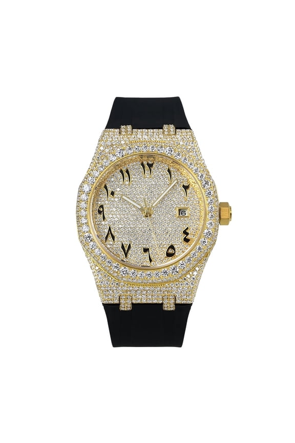 Men's Iced Out Bustdown Automatic Mechanical Watch, VVS1 Lab Created Synthetic Moissanite Hip Hop Style Wristwatch with Gift Box
