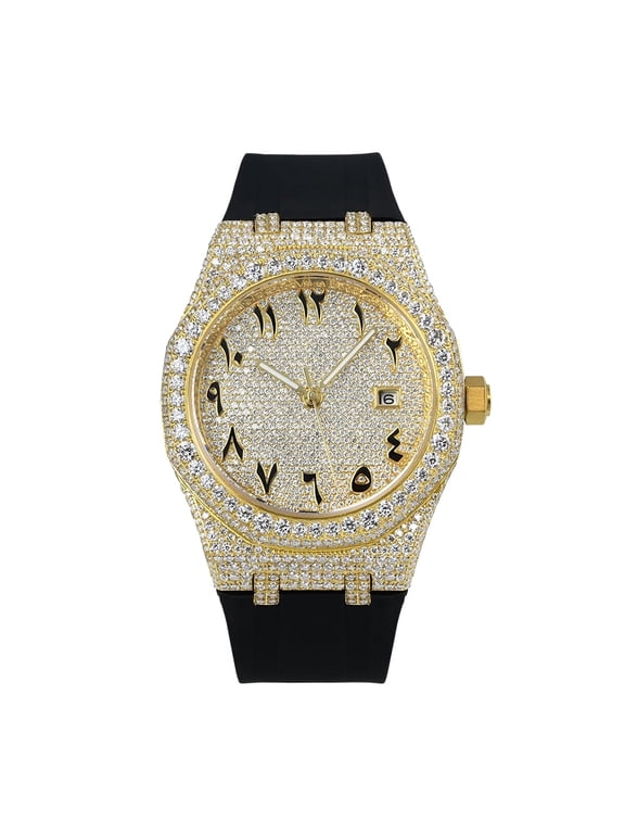 Men's Iced Out Bustdown Automatic Mechanical Watch, VVS1 Lab Created Synthetic Moissanite Hip Hop Style Wristwatch with Gift Box
