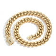 thumbnail image 1 of Men's Iced Out Cuban Link Chain Bracelet, 6mm-14mm CZ Paved Titanium Steel Bracelet, Hip Hop Gold Cuban Bracelet Jewelry for Men, Luxury Gift, 1 of 4