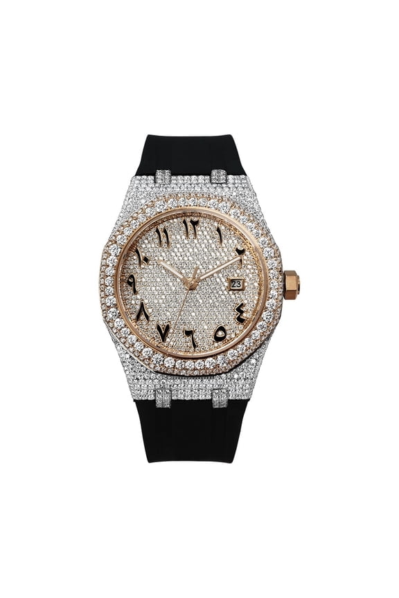 Men’s Iced Out Fully Encrusted Hip Hop Automatic Mechanical Watch, Handmade VVS Lab Created Synthetic Moissanite Wristwatch