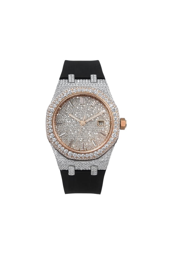 Men’s Iced Out Fully Encrusted Hip Hop Automatic Mechanical Watch, Handmade VVS Lab Created Synthetic Moissanite Wristwatch