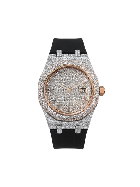 Men’s Iced Out Fully Encrusted Hip Hop Automatic Mechanical Watch, Handmade VVS Lab Created Synthetic Moissanite Wristwatch