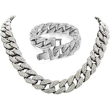 MOWEN Men's King Tutankhamen Pendant Necklace - 316L Stainless Steel, Silver/Black, With 24" Chain