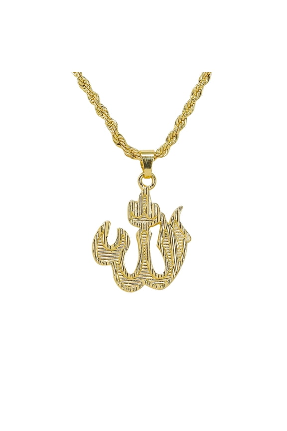 Men's Iced-Out Pendant Necklace with Rope Chain – Hip Hop Inspired Religious Statement & Jewelry, Gift for Him - 26mm Gold