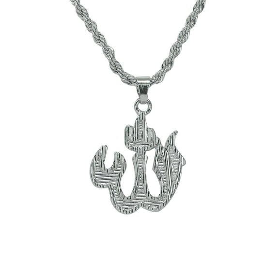 Men's Iced-Out Pendant Necklace with Rope Chain – Hip Hop Inspired Religious Statement & Jewelry, Gift for Him - 26mm Silver