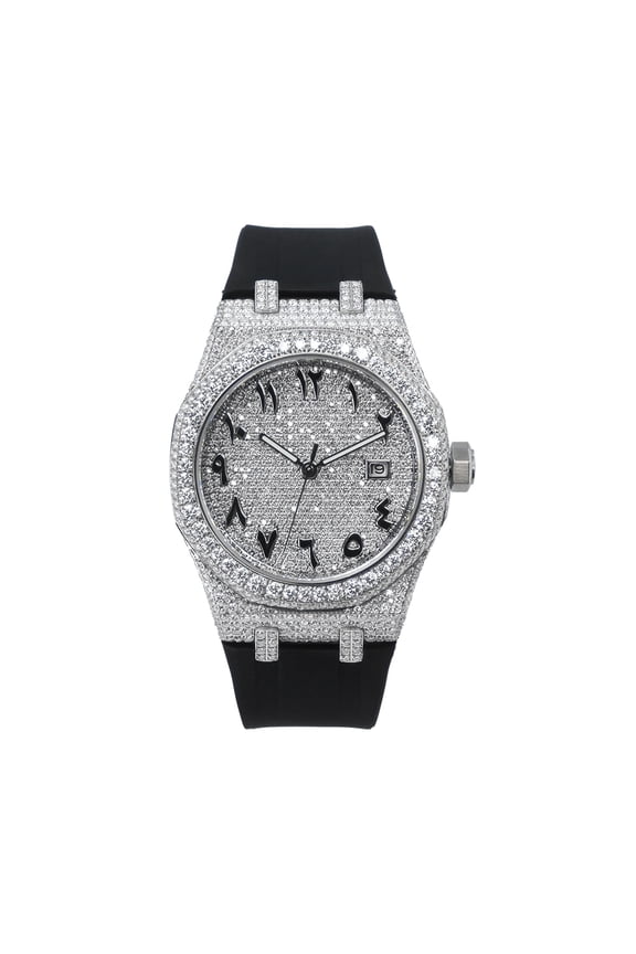 Men’s Iced Out Lab Created Synthetic VVS Moissanite Automatic Mechanical Watch, Synthetic Sapphire Crystal, Solid Stainless Steel Case