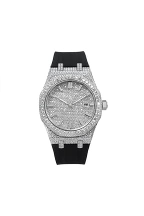 Men’s Iced Out Lab Created Synthetic VVS Moissanite Automatic Mechanical Watch, Synthetic Sapphire Crystal, Solid Stainless Steel Case