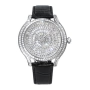 13.63CT Men's Iced Out Moissanite Automatic Wristwatch, Collection of 295 D Color Moissanite Stones,Large Dial with Leather Strap Waterproof Watch