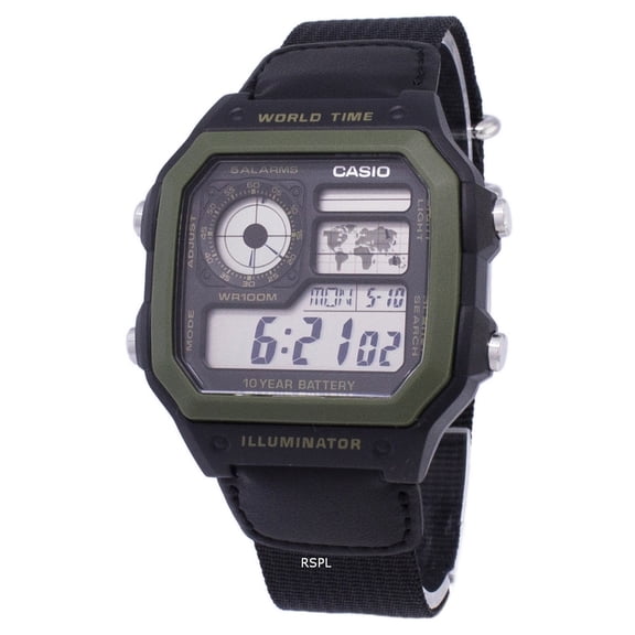 Men's Illuminator AE1200WHB-1BV Digital Cloth Quartz Fashion Watch