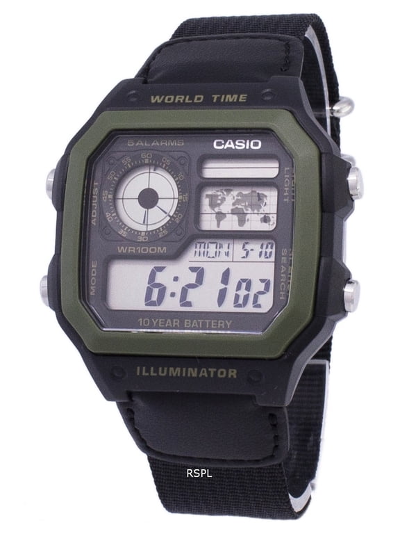 Men's Illuminator AE1200WHB-1BV Digital Cloth Quartz Fashion Watch