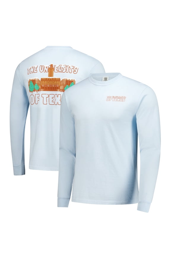 Men's Image One Light Blue Texas Longhorns Frosted Dreams Comfort Colors Long Sleeve T-Shirt