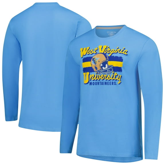Men's Image One Light Blue West Virginia Mountaineers Throwback Helmet Long Sleeve T-Shirt