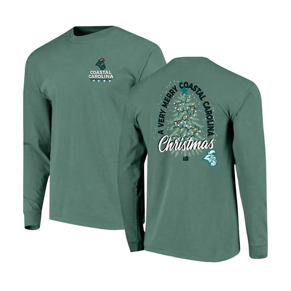 Men's Image One Light Green Coastal Carolina Chanticleers Holiday Long Sleeve T-Shirt