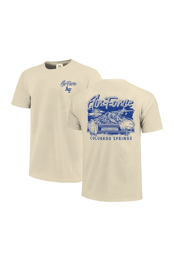 Men's Image One Natural Air Force Falcons Comfort Colors Hand-Drawn Campus Stack T-Shirt