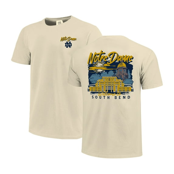 Men's Image One Natural Notre Dame Fighting Irish Comfort Colors Hand-Drawn Campus Stack T-Shirt