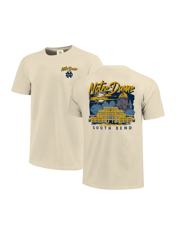 Men's Image One Natural Notre Dame Fighting Irish Comfort Colors Hand-Drawn Campus Stack T-Shirt