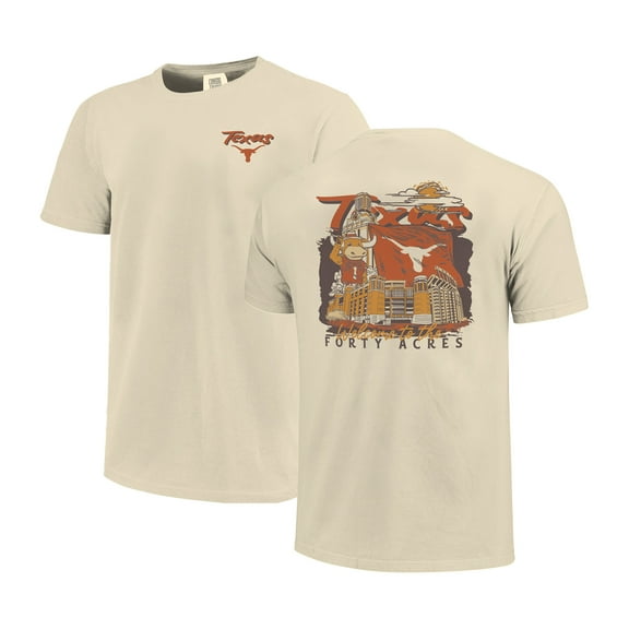 Men's Image One  Natural Texas Longhorns Comfort Colors Hand-Drawn Campus Stack T-Shirt