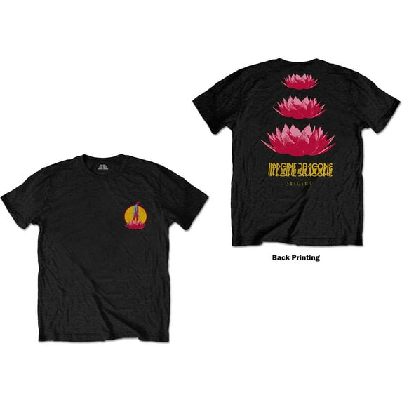 Men's Imagine Dragons Origins Lotus (Back Print) Slim Fit T-shirt Medium Black