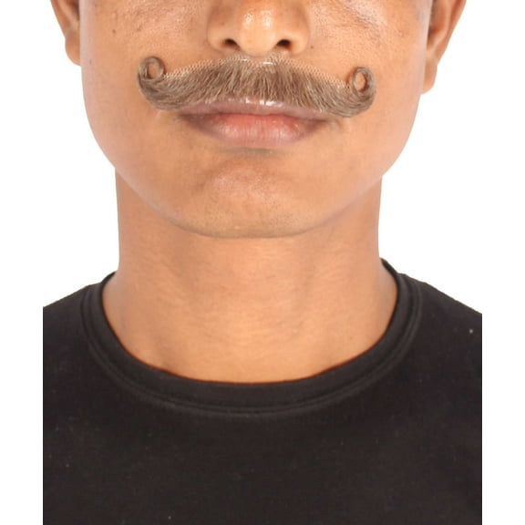 Men's Imperial Curly Mustache | Human Facial Hair | Multiple Color Options | HPO